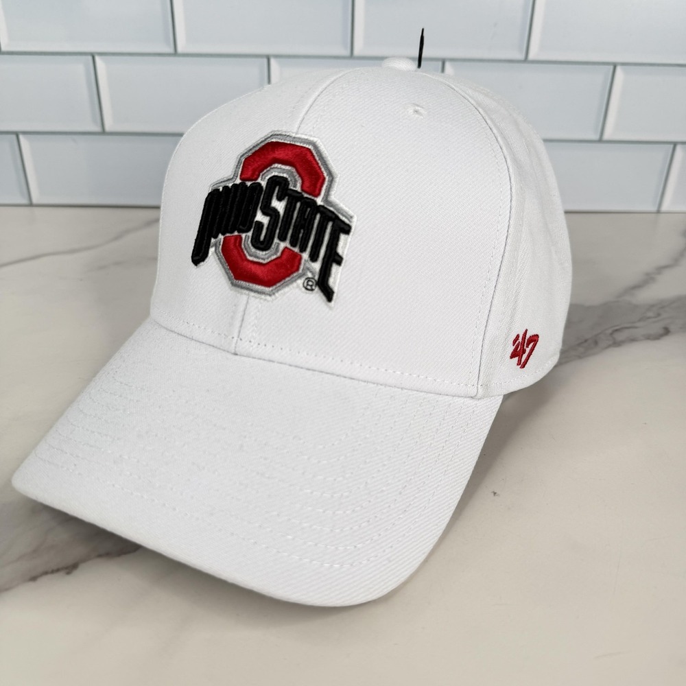 Ohio State Buckeyes Hat Cap Strap Back Mens One Size White NCAA Football 47 NWOT